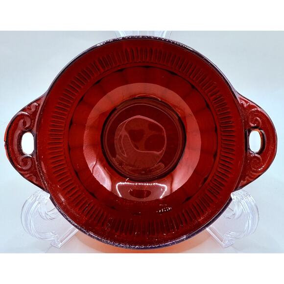 Anchor Hocking Ruby Red Depression Glass Coronation Berry Bowls Set of 4 Vintage - Picture 3 of 8